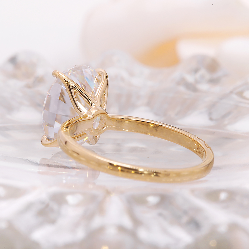 3.0 carat 8X10 mm DE Color VVS1 Oval Cut Moissanite Engagement Ring 14K Real Yellow Gold Test Positive Certificated · v2